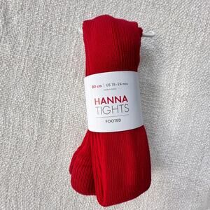 NWT Hanna Andersson Red Ribbed Tights 18-24mo